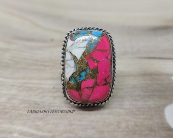 Cotton Candy Turquoise Ring: Handmade Sterling Silver Gemstone Jewelry