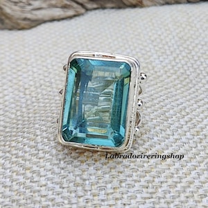 Aquamarine Ring, 925 Sterling Silver Ring, Gemstone Ring, Statement Ring, Band Ring, Women Ring, Handmade Ring, Boho Ring,Promise Ring,Gifts