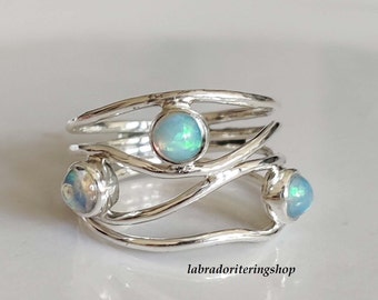 Handmade Opal 925 Sterling Silver Ring - Statement Jewelry