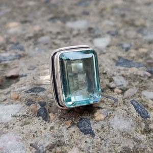 Handmade Aquamarine Ring: 925 Sterling Silver Band, Women&#39;s Meditation Ring