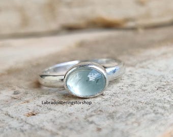 Handmade Aquamarine Sterling Silver Ring: Dainty Boho Jewelry