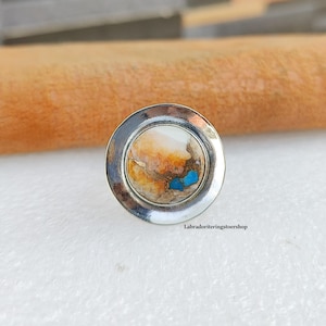 Handmade Oyster Copper Turquoise Ring: 925 Sterling Silver Gemstone