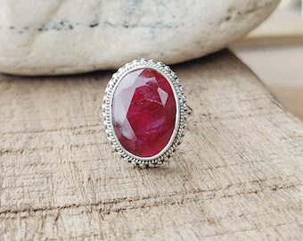 Handmade Ruby Ring: 925 Sterling Silver Designer Jewelry