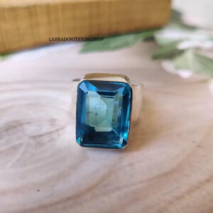 Blue Topaz Ring: Handmade 925 Sterling Silver Statement Jewelry