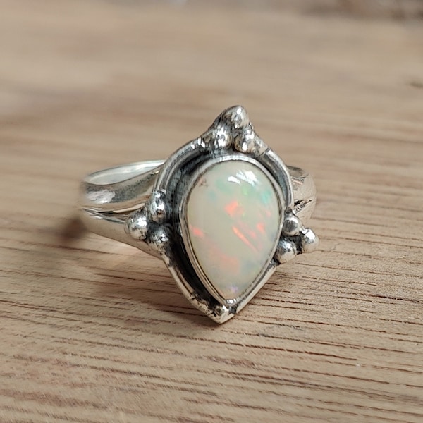 Natural Ethiopian Opal Ring, 925 Sterling Silver Ring, Opal Gemstone Ring, Opal Ring, Handmade Ring, Silver Jewelry Ring, Boho Ring, Gifts,