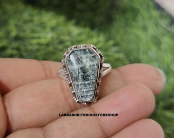 Bague faite main en argent sterling séraphinite 925, bague décorative en pierres précieuses
