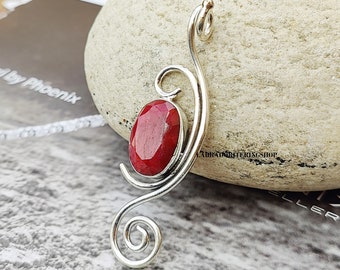 Pendentif En Argent 925 Avec Rubis Naturel En Forme De Goutte - Neuf Sans Emballage, Coffret Cadeau