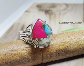 Cotton Candy Turquoise Ring: Handmade Sterling Silver Statement Ring