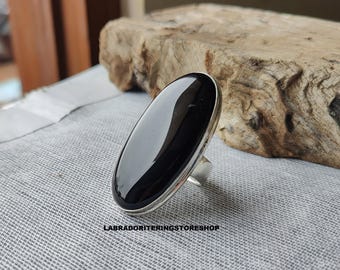 Handmade Black Onyx Sterling Silver Statement Ring