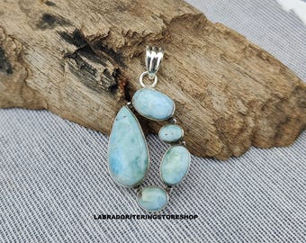 Natural Larimar Pendant: 925 Sterling Silver Gemstone Jewelry