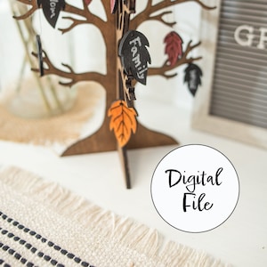 DIGITALE DATEI (für den persönlichen Gebrauch): Kleine Herbstbaumdekoration Laser-Cut-Datei (stehender Baum, Wandbaum und Blätter)