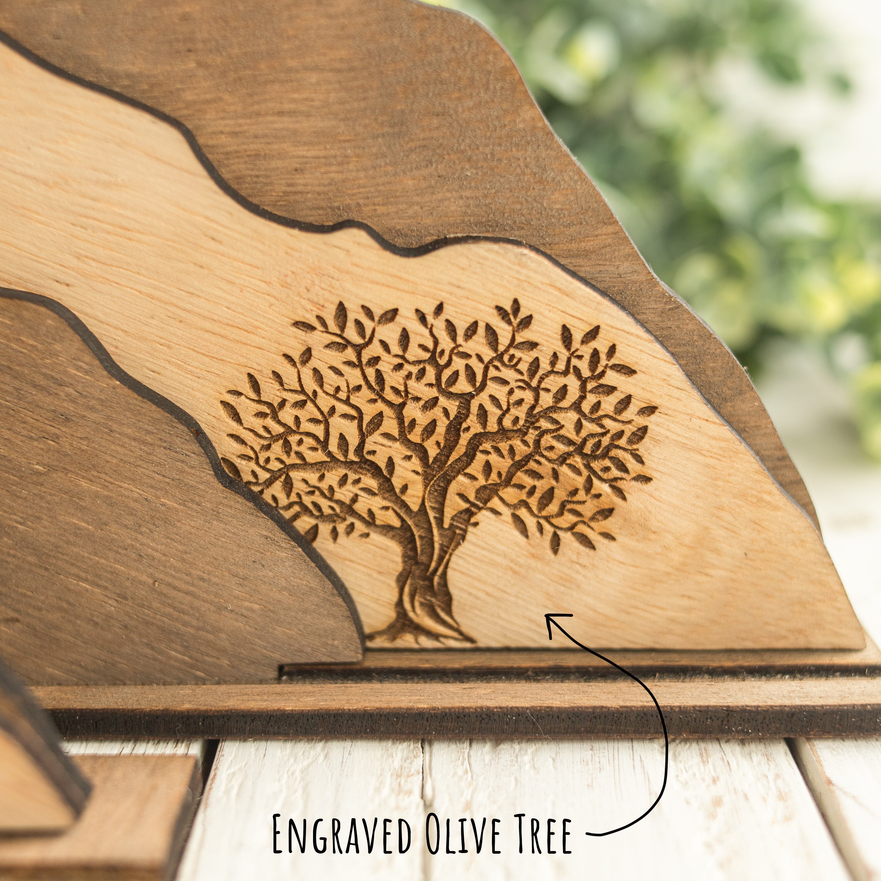 Empty Tomb &quot;He is Risen&quot; Decoration with Cross and Olive Tree, Religious, Christian, Easter Display, Easter Tomb, Laser Cut