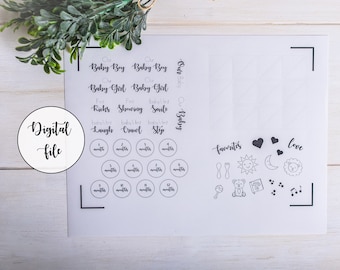 DIGITALE DATEI (nur für den persönlichen Gebrauch) Schwangerschaft & Babys erstes Jahr Journal Aufkleber, neue Mutter Geschenk, benutzerdefinierte Baby Meilenstein Aufkleber, niedliche Aufkleber