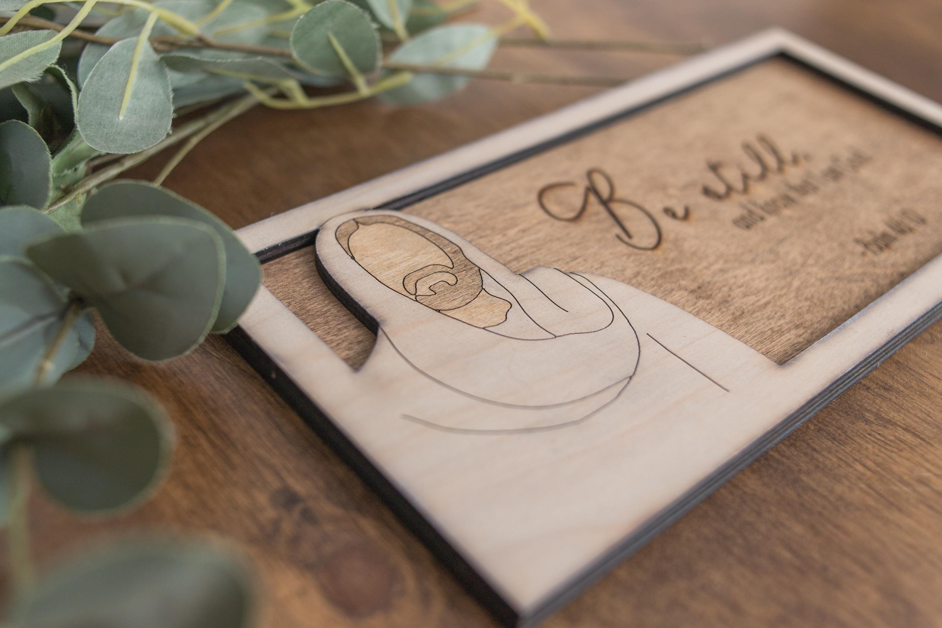 Christ Frame With Scripture; Laser-cut Wood Wall Sign; Jesus Line Art ...