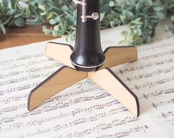 Portable Wooden Oboe Stand, Lightweight Laser-cut Instrument Stand, Custom Musician Gift