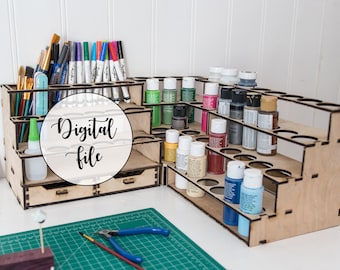 DIGITAL FILE (Personal Use Only) Modular Paint Rack Hobby Organizer, Paint Organizer SVG File, Laser Cut File