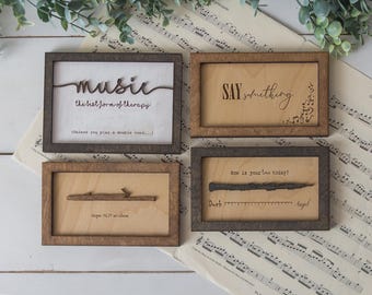Funny & Inspirational Double Reed Wood Art, Engraved Music Wood Signs, Musician Wall Decor, Music Teacher Gifts
