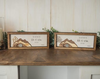 Framed Empty Easter Tomb "He is Risen" Decoration with Cross and Olive Tree, Religious, Christian, Easter Display, Laser Cut, Shadow Box