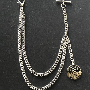 Chaîne Albert Pour Montre De Poche Homme – Chaîne Gourmette Avec Pendentif Ancre Antique Et 2 Crochets