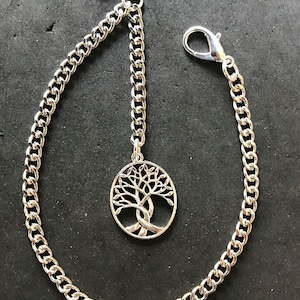 Albert  Pocket Watch Chain With a Tree of Life Charm For a Fob,silver colour 4 sizes