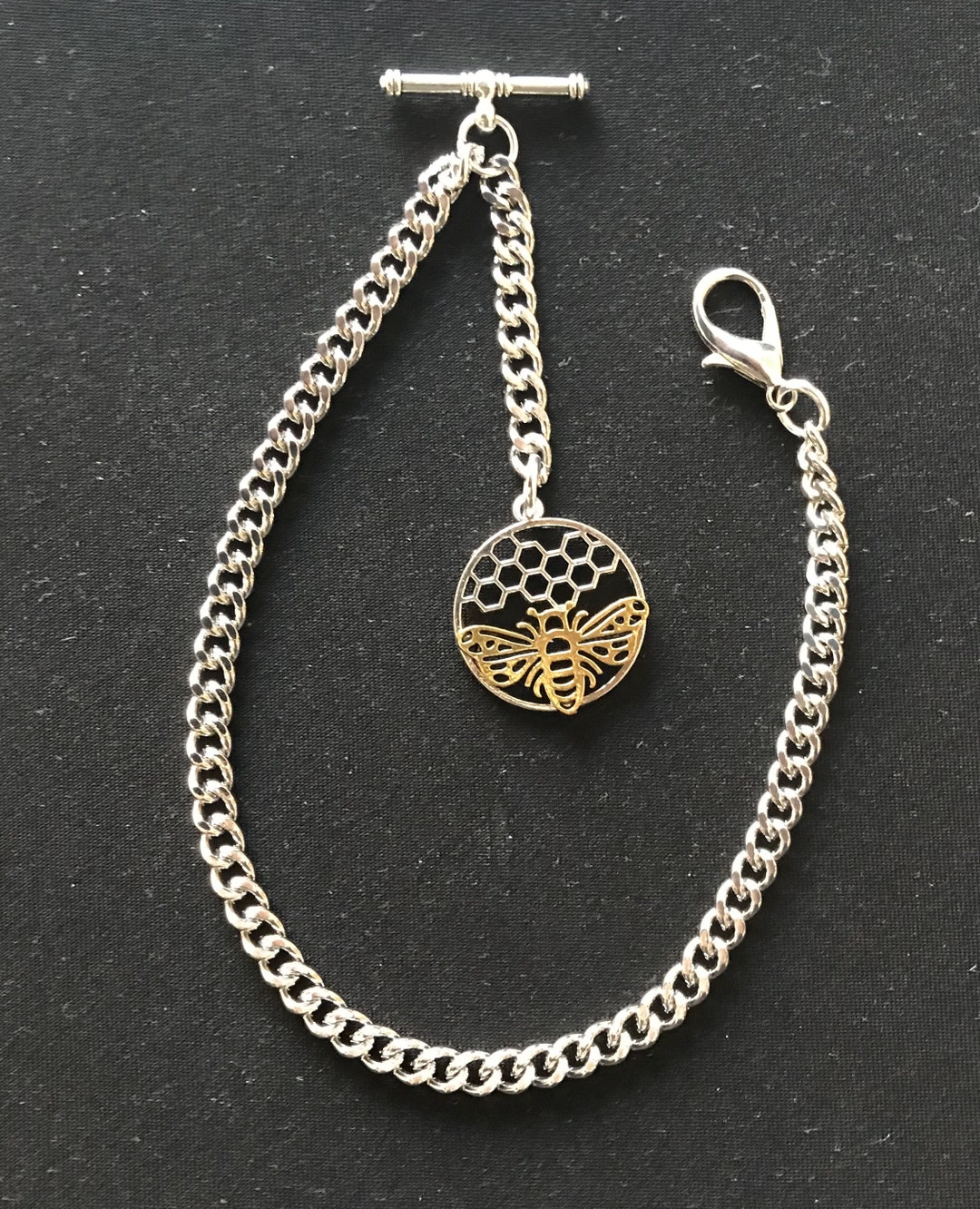 Albert Pocket Watch Chain With a Honey Bee Fob,silver Colour 4 Sizes - Etsy