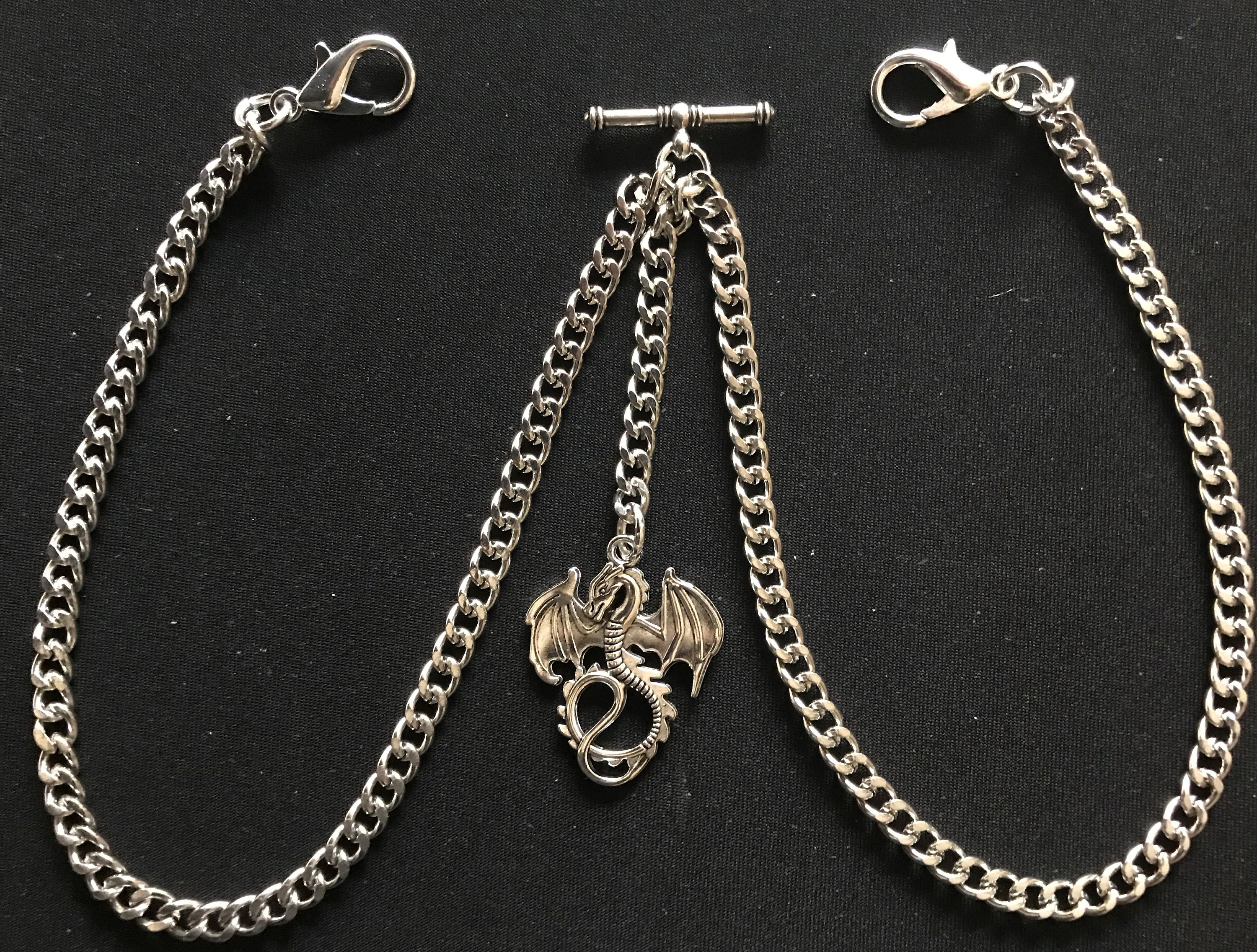 Buy Double Albert Pocket Watch Chain With a Dragon Charm Fob