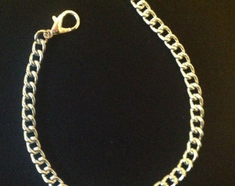 10 x Albert pocket watch chains with clasp and t-bar,silver colour 4 sizes