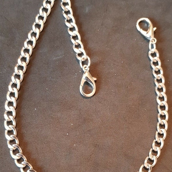 Albert pocket watch chain with t-bar and clasps,1 for own fob,silver colour 4 sizes