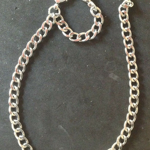 Albert pocket watch chain with clasp for trouser belt loop,silver colour 4 sizes