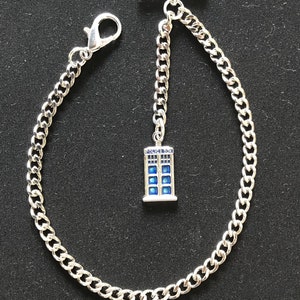 Albert-zakhorlogeketting met Dr Who Tardis-sleutelhanger, zilverkleur 4 maten