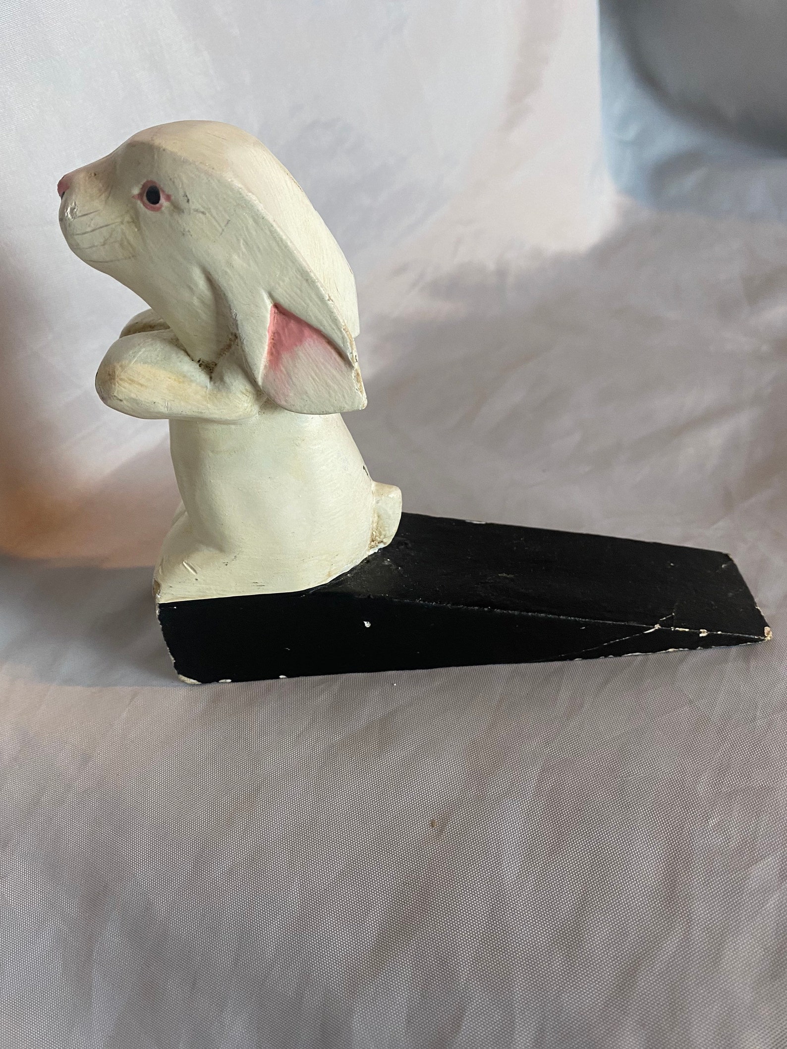 Vintage Hand Carved Bunny Door Stop Wood Bunny Rabbit Bunny Etsy