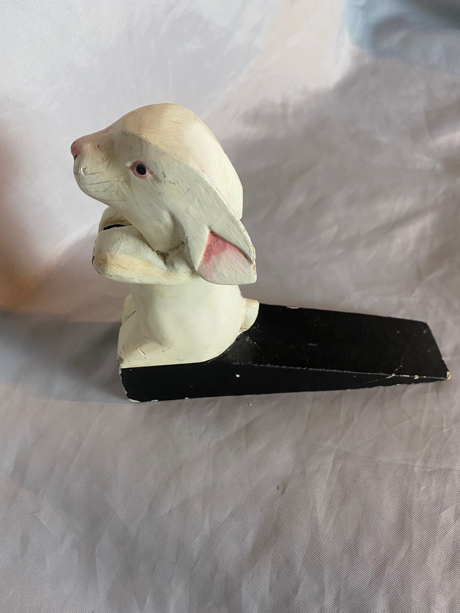 Vintage Hand Carved Bunny Door Stop Wood Bunny Rabbit Bunny Etsy