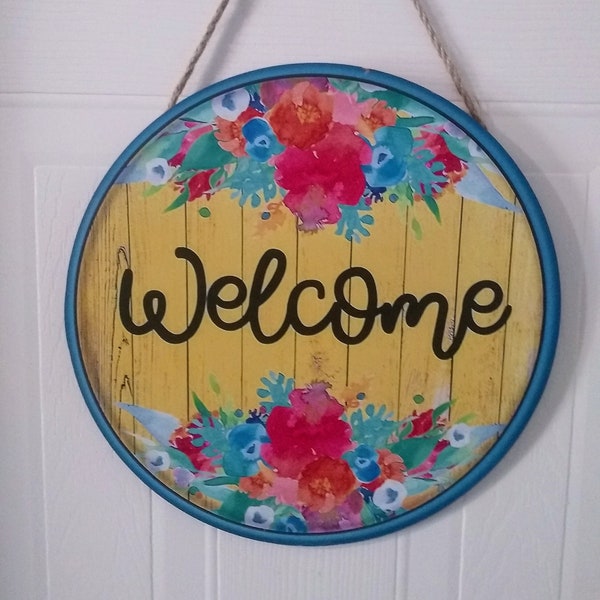 Pioneer inspired Welcome door sign wreath attachment