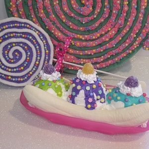 Faux Candy Land Banana Split ice cream sundae