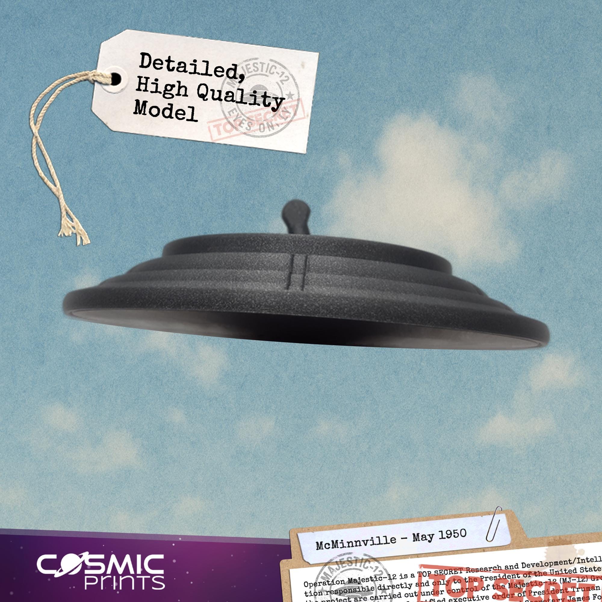 Mcminnville UFO Model: 1950s Sci-fi Collectible, 3D Printed UAP