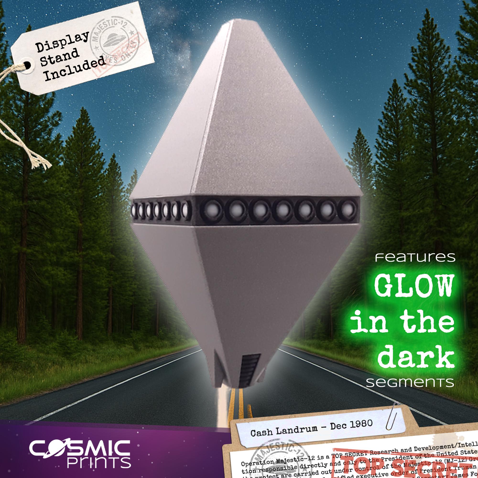 Cash-landrum UFO/UAP Model: Hand-finished 3D Print With Glow in