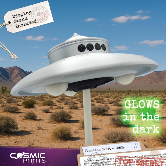 Adamski Venusian UFO Model: 3D Printed Sci-fi Replica With Display