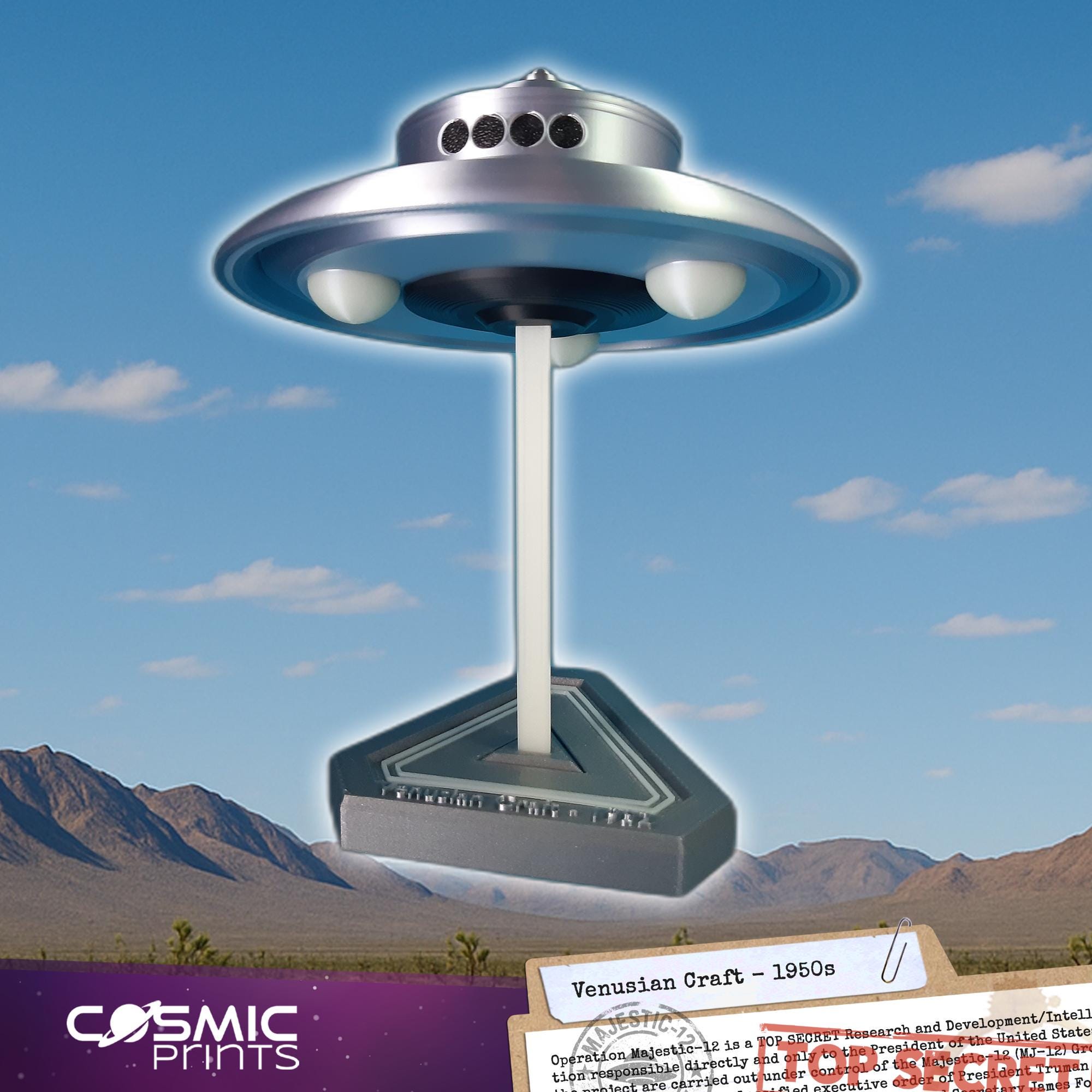 UFO Model / UAP Model With Stand – George Adamski Venusian Craft