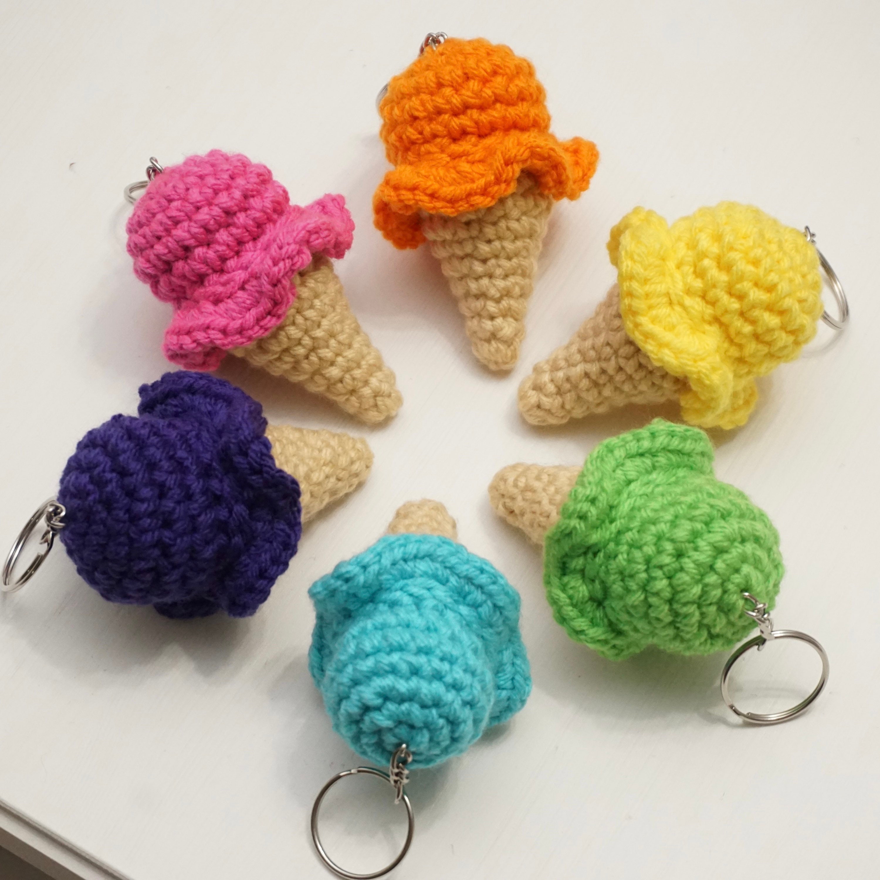 Ice Cream Cone Keychain Ice Cream Plush Crochet Ice Cream Etsy