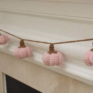 Pumpkin Garland - Blush/pink pumpkin garland - crochet garland - mantle garland - fireplace garland - fall decor - pumpkin decor