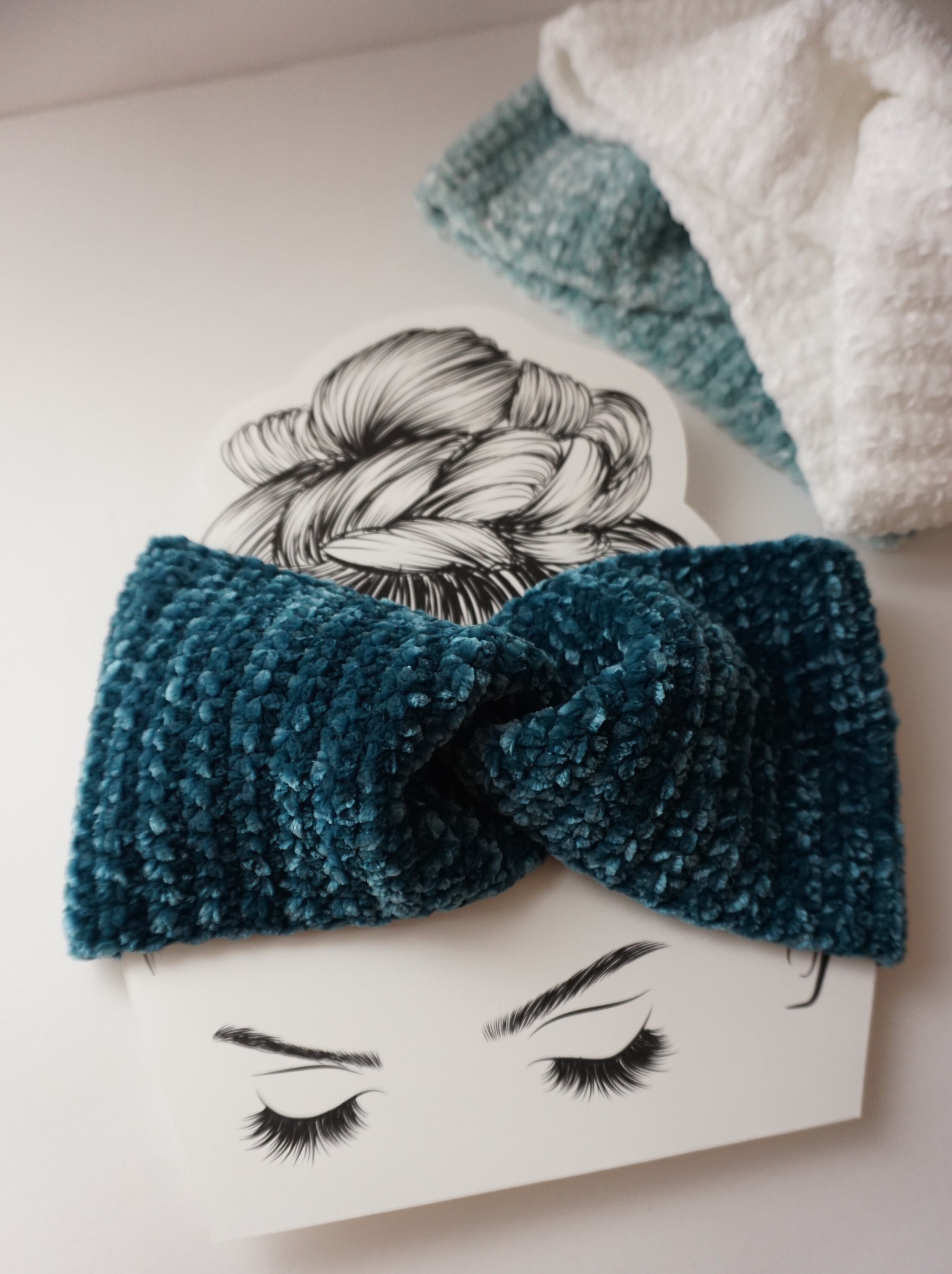 Serre-tête torsadé en velours - serre-tête en velours - serre-tête au crochet - serre-tête doux - cache-oreilles - cache-oreilles en velours - cache-o