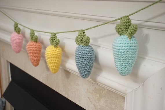 Carrot garland - carrot garland - crochet garland - mantle garland - fireplace garland - easter decor - spring decor - carrot