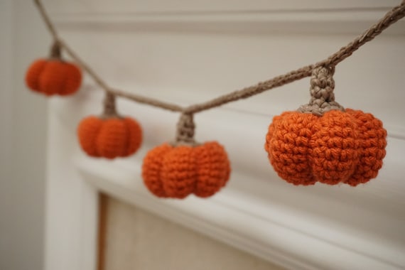 Crochet Pumpkin Garland - Handmade Fall Decor