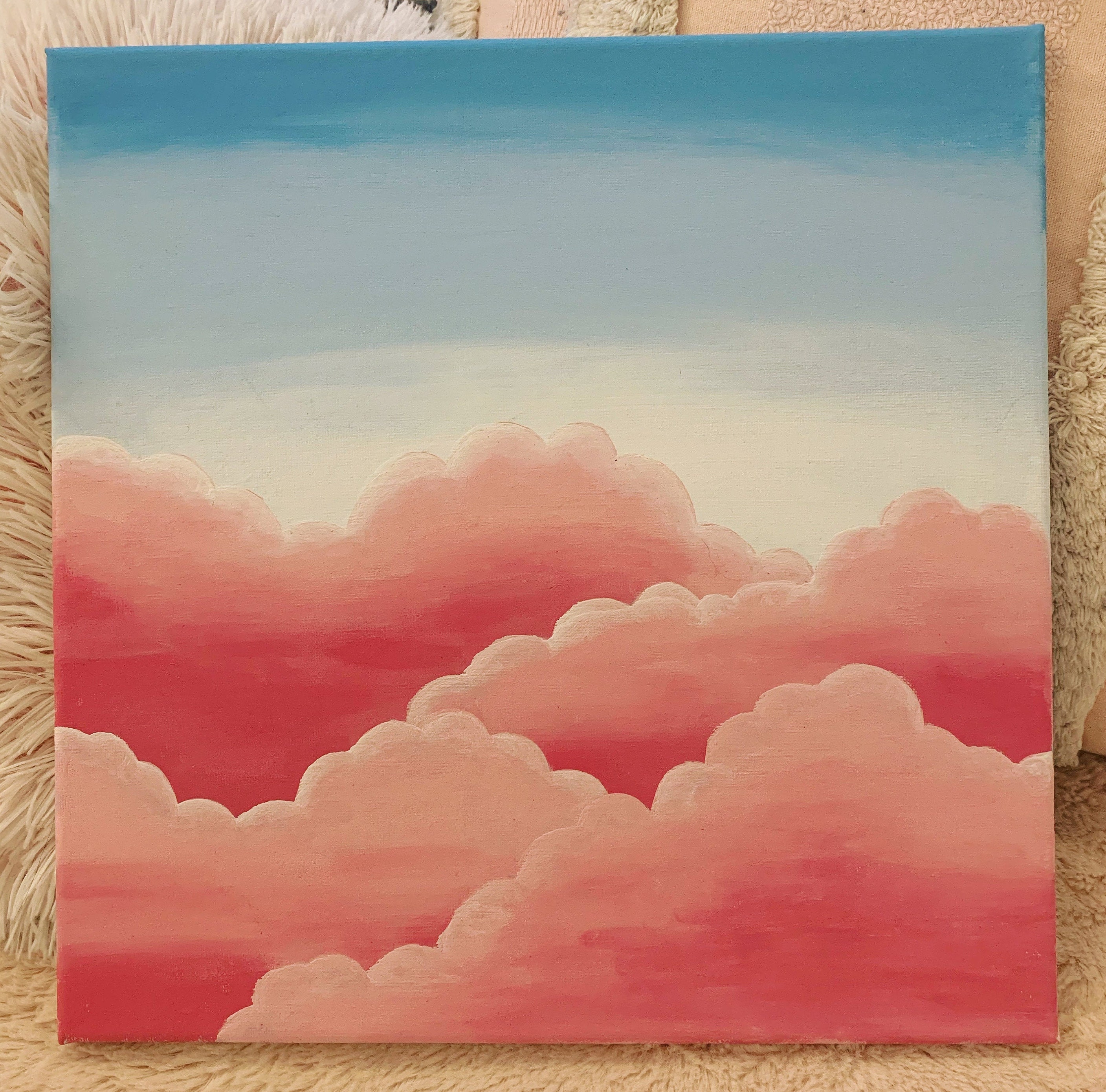 Pink and Blue Cloud Sky Painting Aesthetic Cute Sky Etsy UK