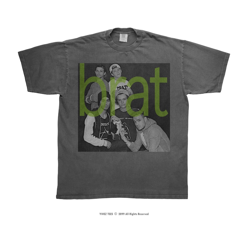 Vintage pepper color t-shirt font image, a one direction vintage black and white photograph printed at the top.