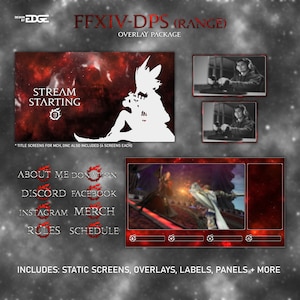 Twitch Overlay Package | STATIC - FFXIV- DPS (Range) | Stream Starting / Brb / Ending/ Offline/ Alerts
