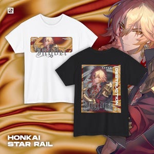 Streetwear-shirt Mydei-thema, Honkai Star Rail, HSR, Otaku, uniseks T-shirt, anime, kleding, gamermerchandise, katoenen T-shirt, ideaal voor cadeaus
