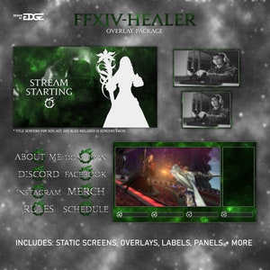 Twitch Overlay Package | STATIC - FFXIV- Healer | Stream Starting / Brb / Ending/ Offline/ Alerts