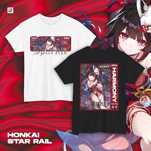 Streetwear-shirt met glitterthema, Honkai Star Rail, HSR, Otaku, uniseks T-shirt, anime, kleding, gamermerchandise, katoenen T-shirt, ideaal voor cadeaus