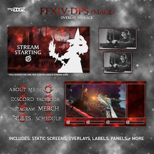 Twitch Overlay Package | STATIC - FFXIV- DPS (Mage) | Stream Starting / Brb / Ending/ Offline/ Alerts